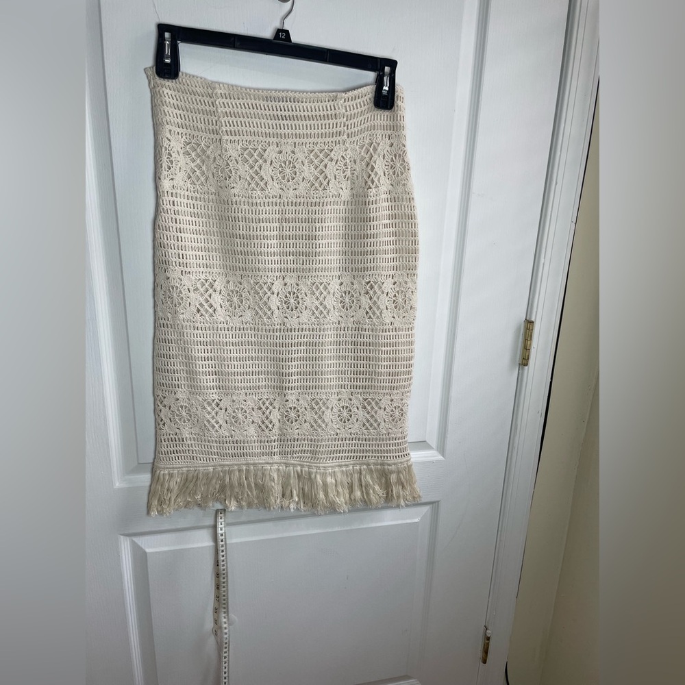 Aqua Elegant Cream Crochet Skirt Fully Lined Sz M NWT